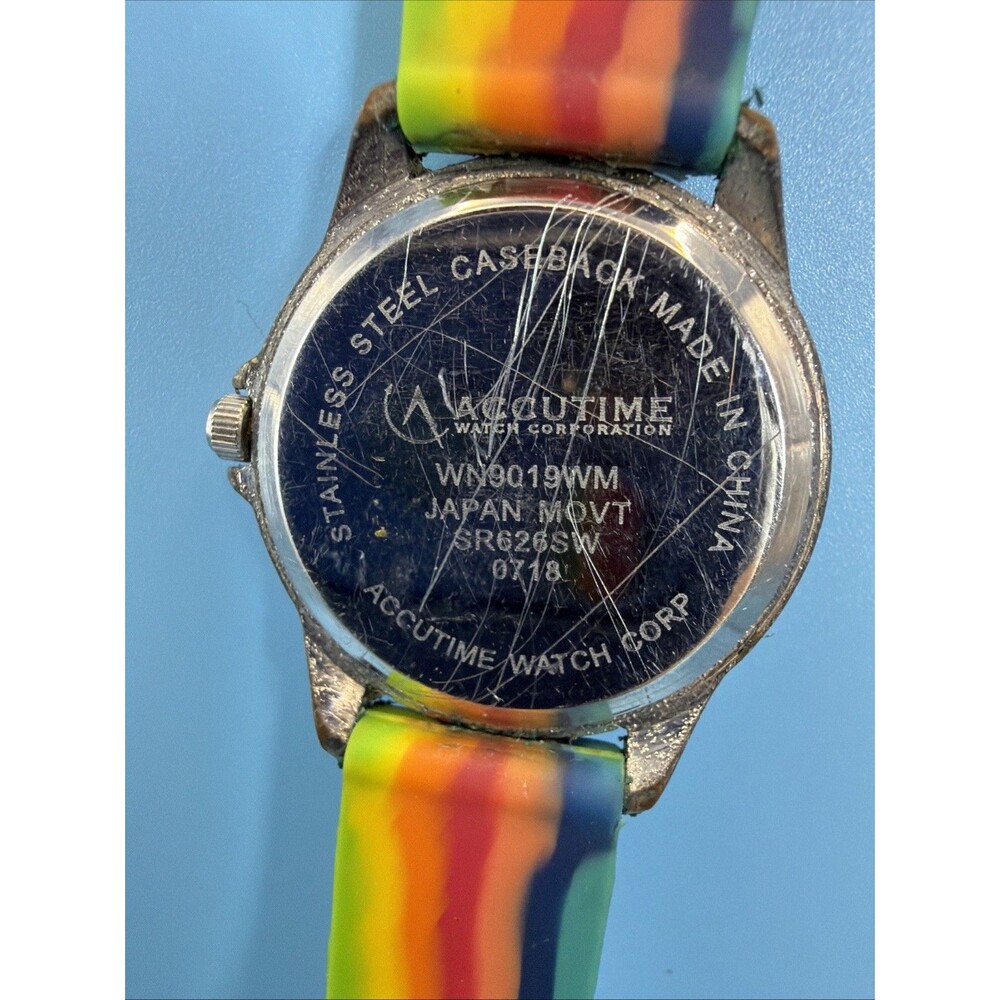 Accutime Unicorn Dial Rainbow Quartz Watch WN9019WM Watch Works Great, New Batt - Picture 3 of 4